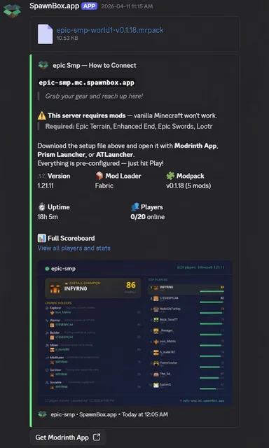 SpawnBox connection wizard and Discord auto-refreshing connect card - view 2