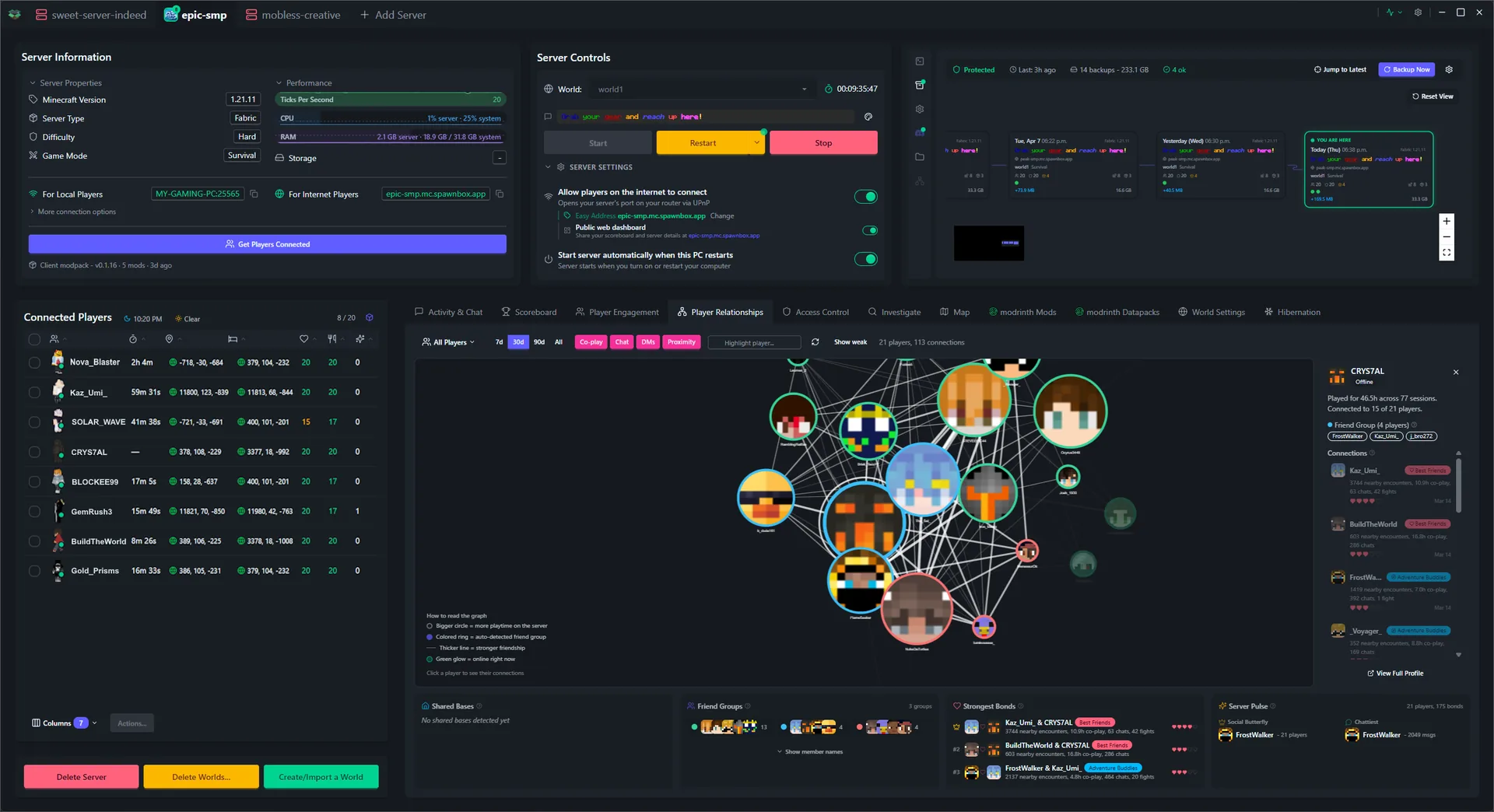 SpawnBox navigating through its interface - world map, scoreboards, player profiles, investigation tools, and more - view 12