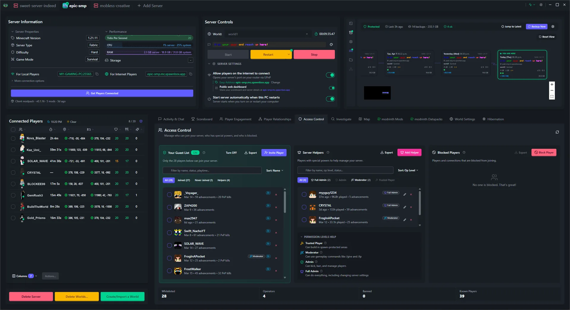 SpawnBox navigating through its interface - world map, scoreboards, player profiles, investigation tools, and more - view 13