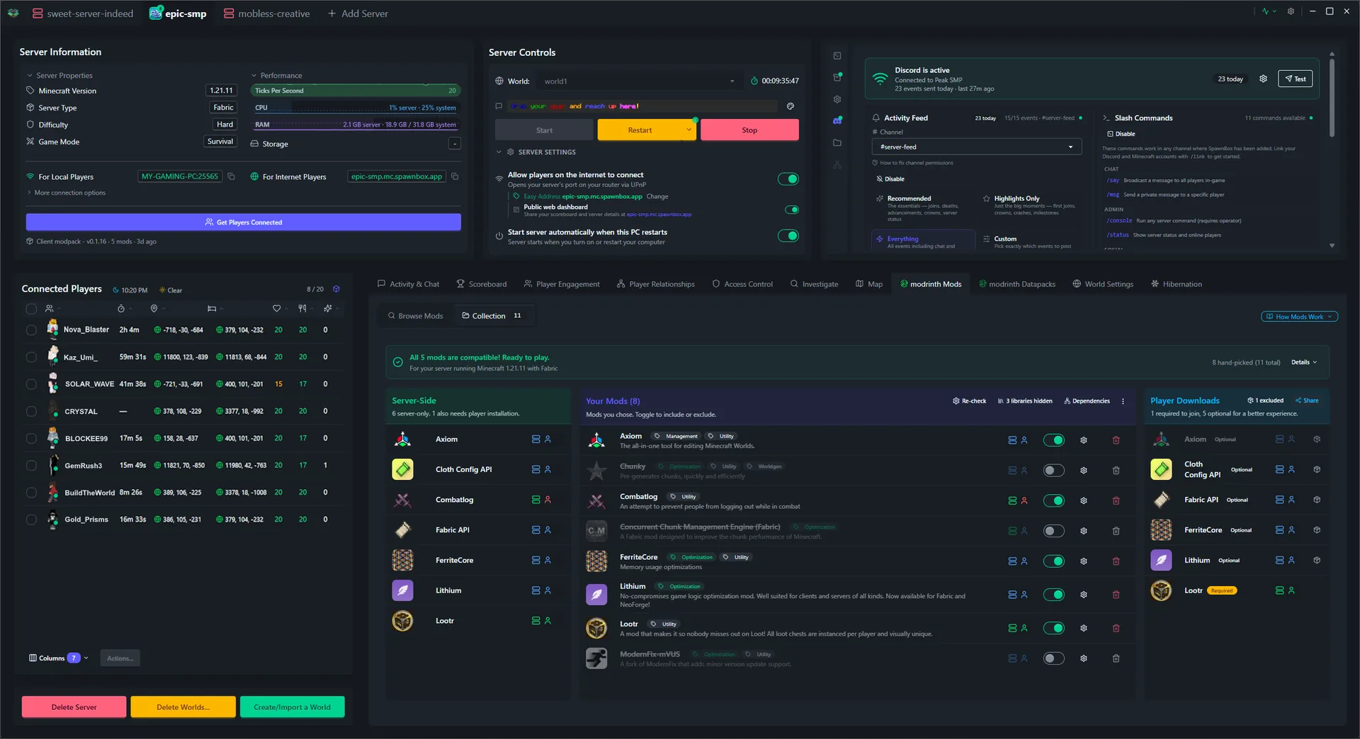 SpawnBox navigating through its interface - world map, scoreboards, player profiles, investigation tools, and more - view 19