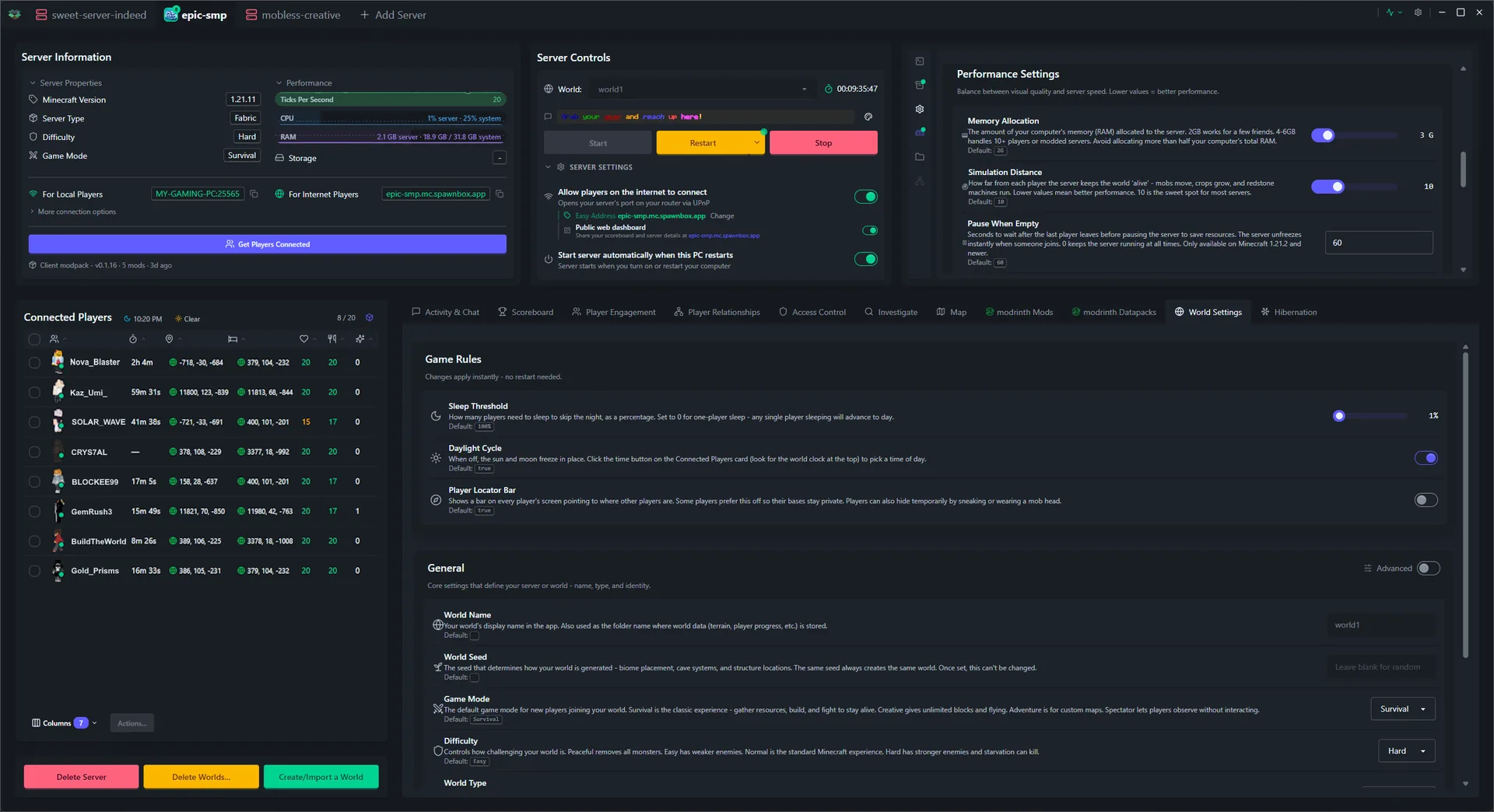 SpawnBox navigating through its interface - world map, scoreboards, player profiles, investigation tools, and more - view 20