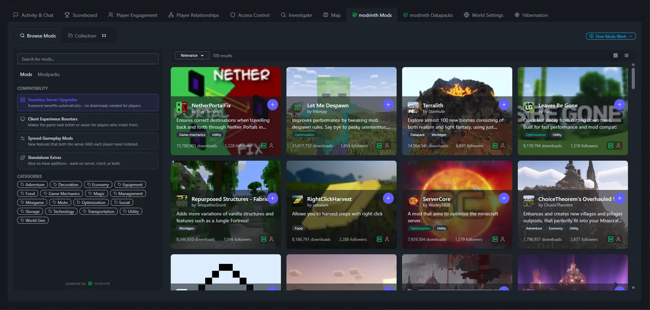 SpawnBox mod browser, compatibility solver, and auto-generated client modpack for player invites - view 1