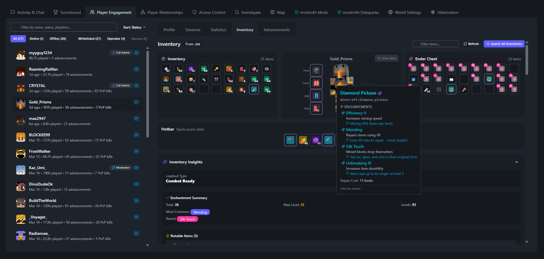 SpawnBox player analytics - view 3