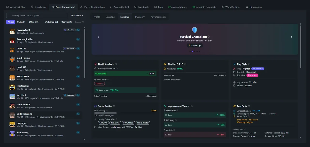 SpawnBox server analytics and scoreboard - view 3